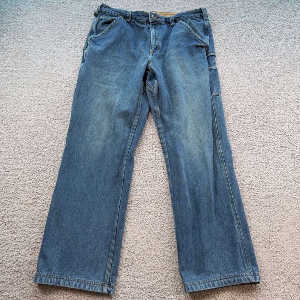 Duluth Trading Co Mens Ballroom Carpenter Jeans Blue Denim Work Pants 38x32